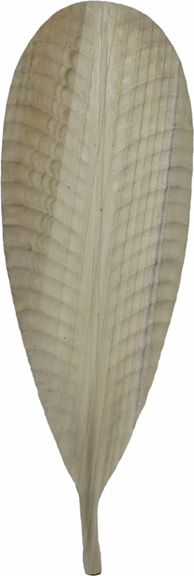 Dekor prej druri në formë gjethi, natyral, 100x35x2 cm