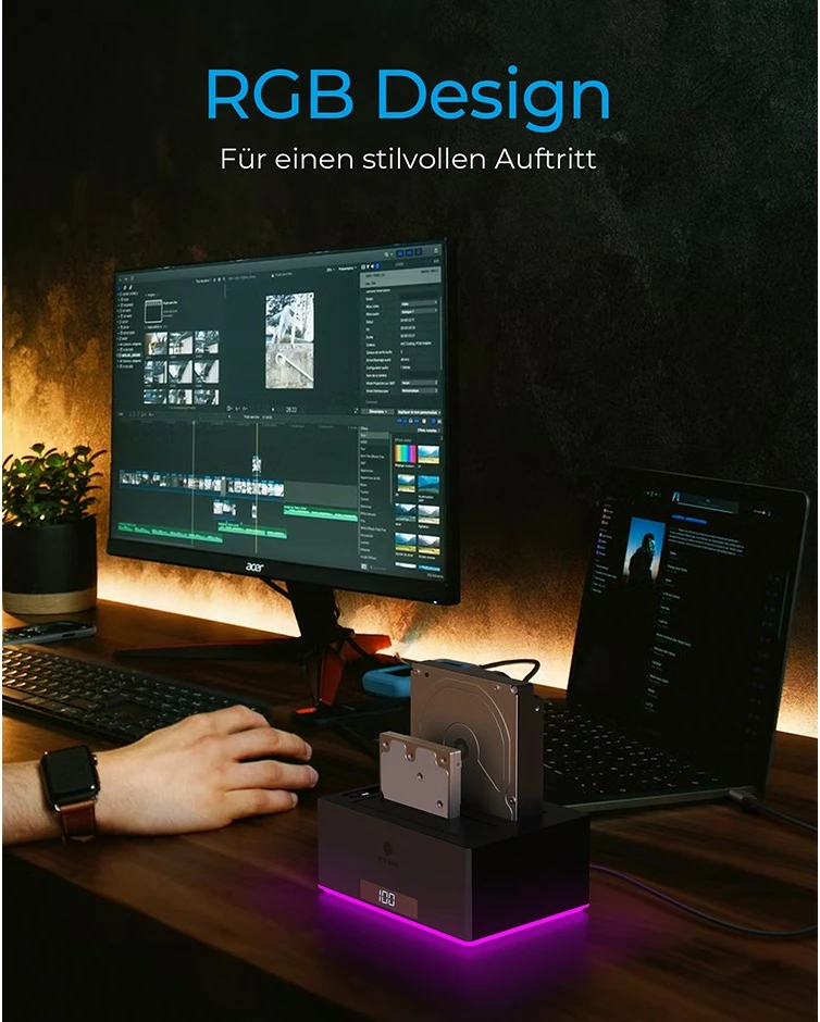 Stacion klonimi ICY BOX IB-127CL-U3, HDD, Serial ATA, 18 TB, USB 3.2, E zezë