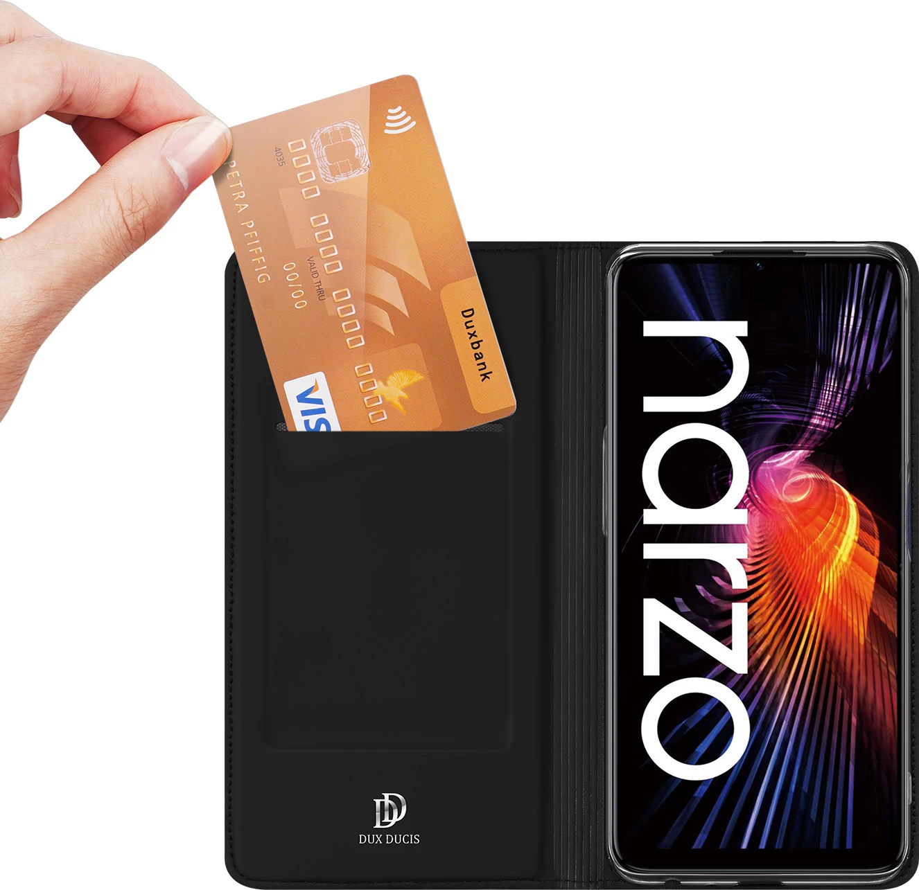 Mbështjellës Dux Ducis Skin Pro për Realme Narzo 50A, me kapak, i zi