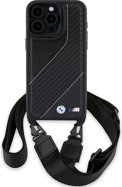 Mbështjellës BMW M Edition Carbon Stripe & Strap për iPhone 15 Pro, i zi