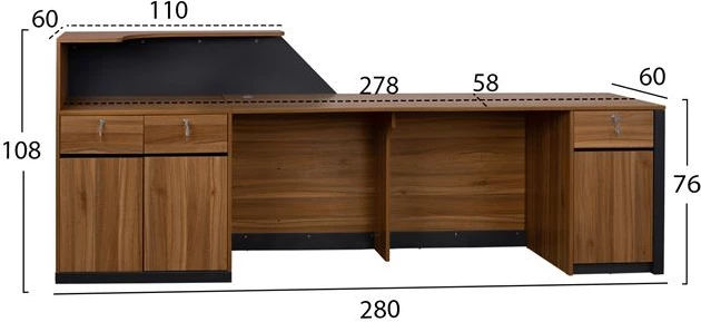 Tavolinë profesionale për pritje FH2352, 280x62x108 cm