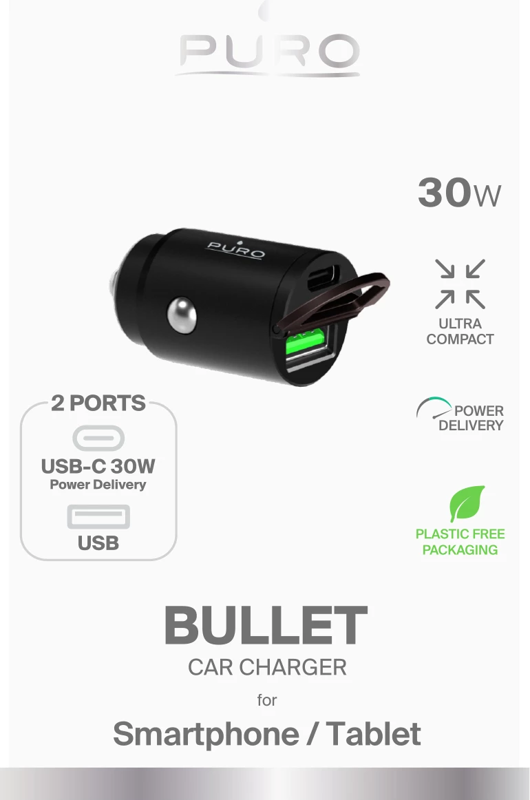 Karikues veture Puro Mini 30W, USB-C & USB-A, i zi