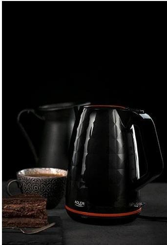 çajnik elektrik ADLER AD 1277B, 1.7L 2200W, bazë 360°, element ngrohës inox, i zi