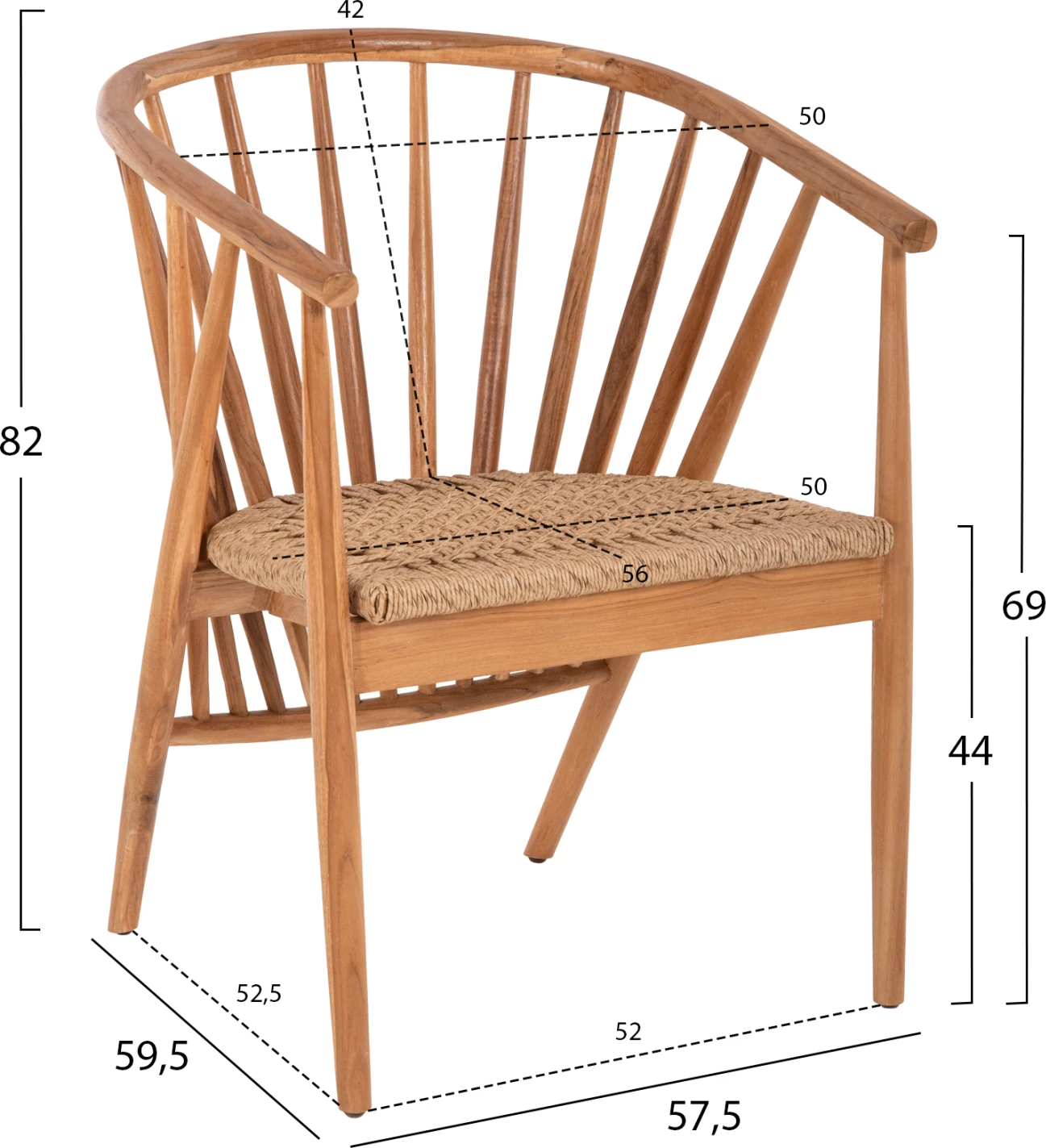 Karrige PERMAINE FH9825 dru tik - litar sintetik, ngjyrë natyrale, 60x63x82H cm