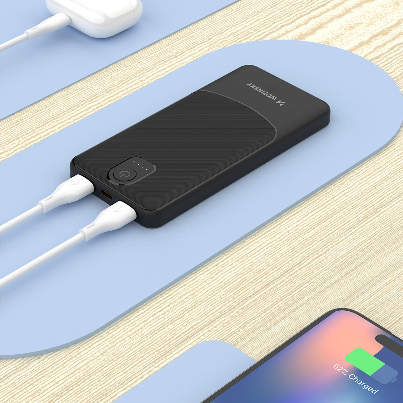 Powerbank, Wozinsky Wpower WPBBK-2, 10000 mAh, 2x USB, 10 W, USB-C, e zezë