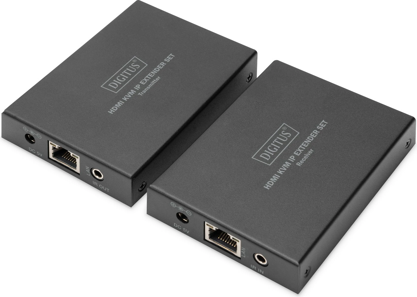 HDMI KVM IP Extender Set Digitus, 1920x1200, transmetues & pranues, 150m, me kabllo, e zezë