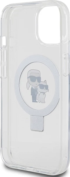 Mbështjellës Karl Lagerfeld Ring Stand Karl&Choupette MagSafe për iPhone 14/15/13, Bardhë