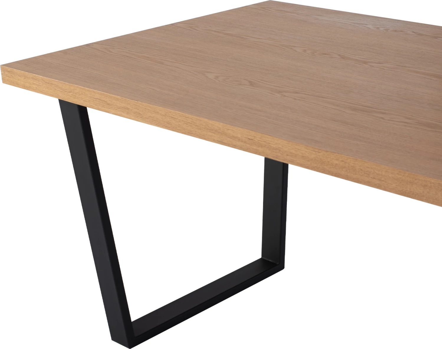 Tavolinë ngrënieje ASTORIA FH9012, sipërfaqe MDF, dru lisi, këmbë metali, stil rustik, 180x90x75H