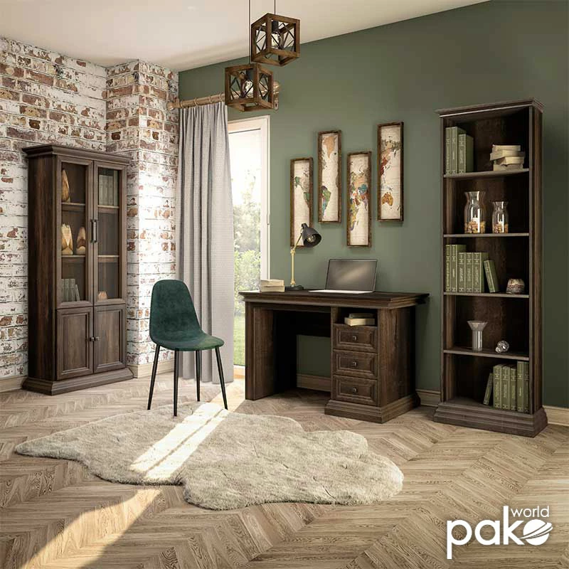 Raft librash Mozart me xham, ngjyrë arre, 78.5x38x188cm