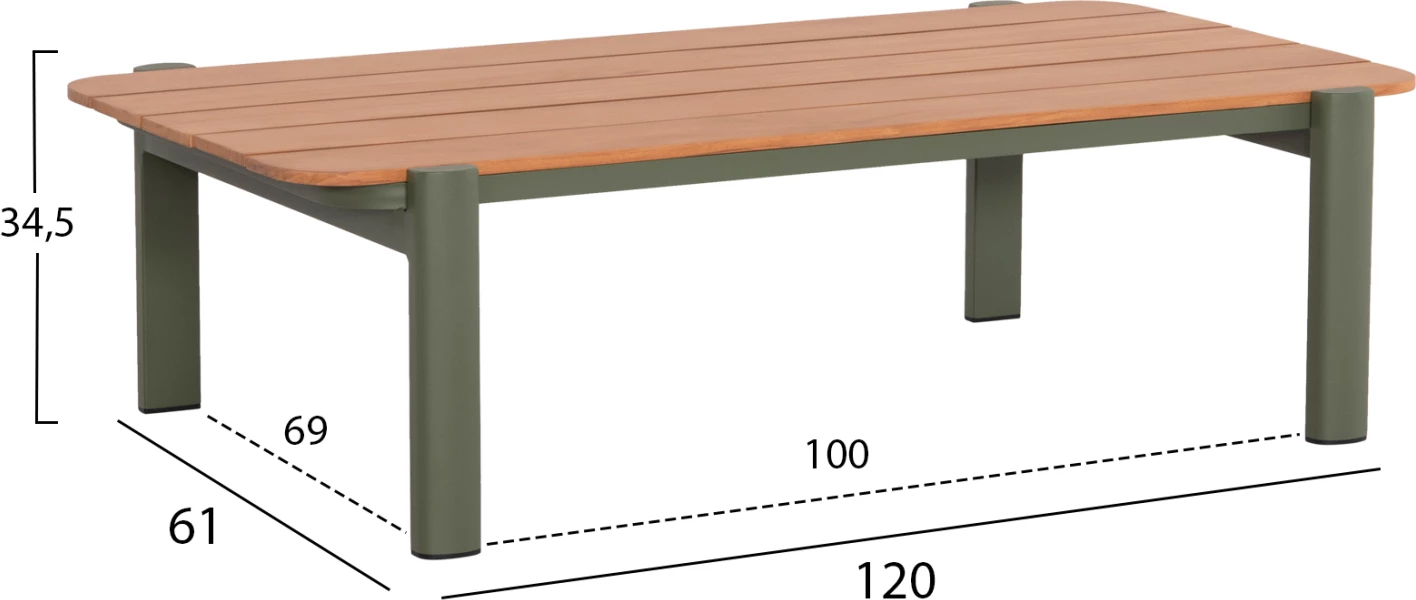 Set salloni për jashtë 4 pjesë ELARA FH6195.06 alumini i gjelbër-bezhë olefin-dru tik