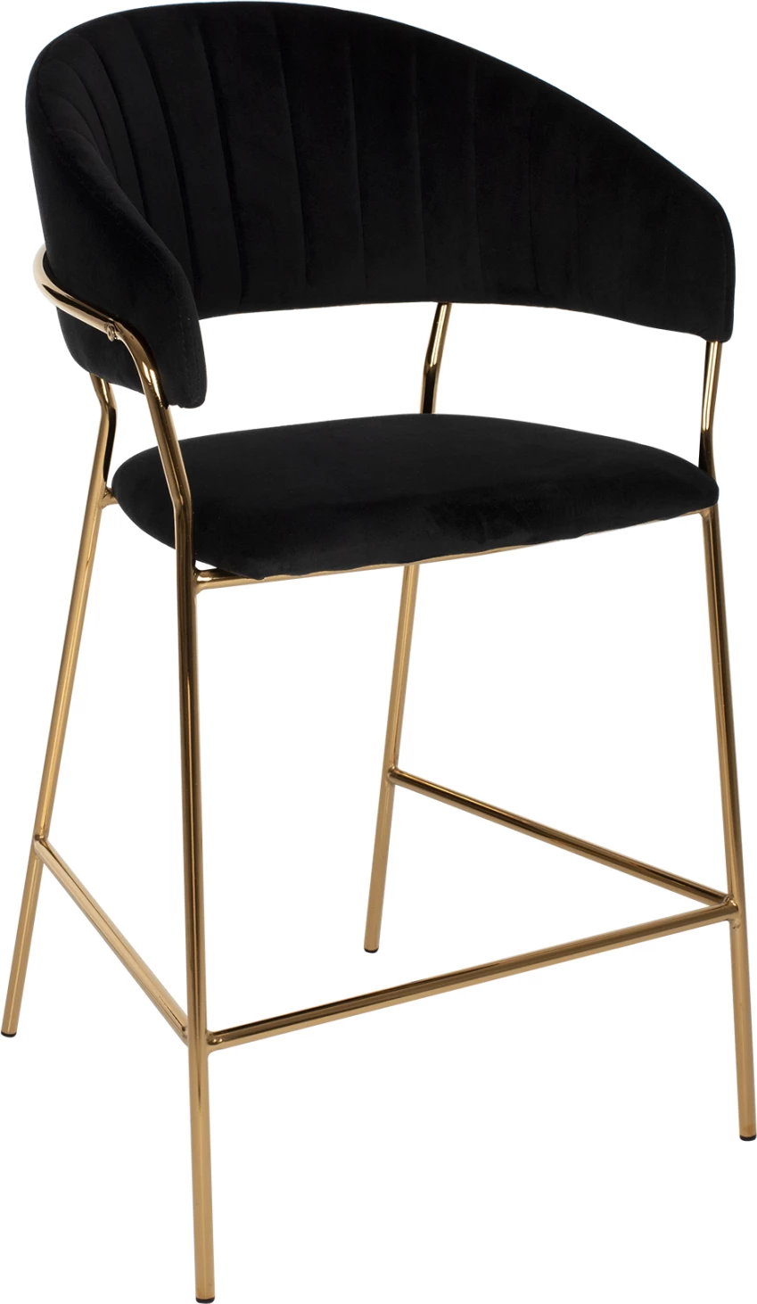 Karrige për bar THEODORE, FH8734.04, kadife e zezë, kornizë metali e artë, 60x55x100H cm., set prej 2 copë