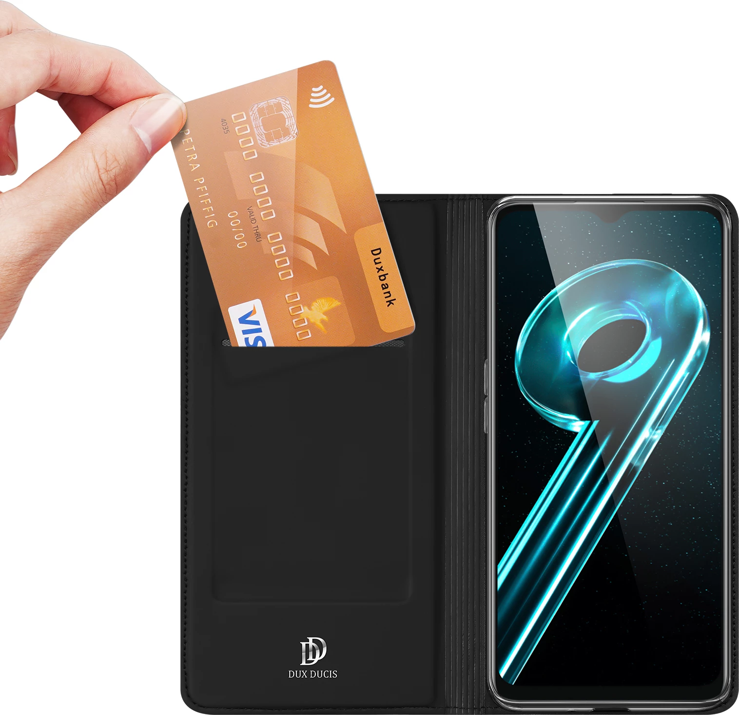 Mbështjellës Dux Ducis Skin Pro për Realme 10 5G / Realme 9i 5G, me kapak, xhep kartele, funksion standi, e zezë