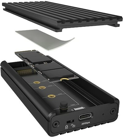 Kasë e jashtme IcyBox IB-1917M-C32, për NVMe M.2 SSD, USB 3.2 Gen 2x2, e zezë