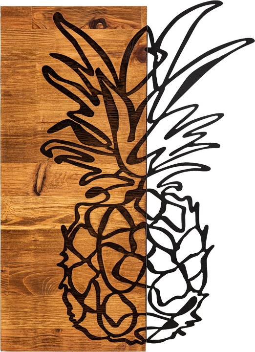 Dekor muri pinable, dru pishe natyral, metal i zi, 42x3x58cm