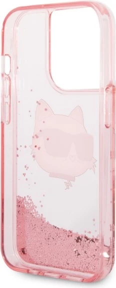 Mbështjellës Karl Lagerfeld KLHCP14LLNCHCP për iPhone 14 Pro 6.1", Glitter Choupette, Rozë