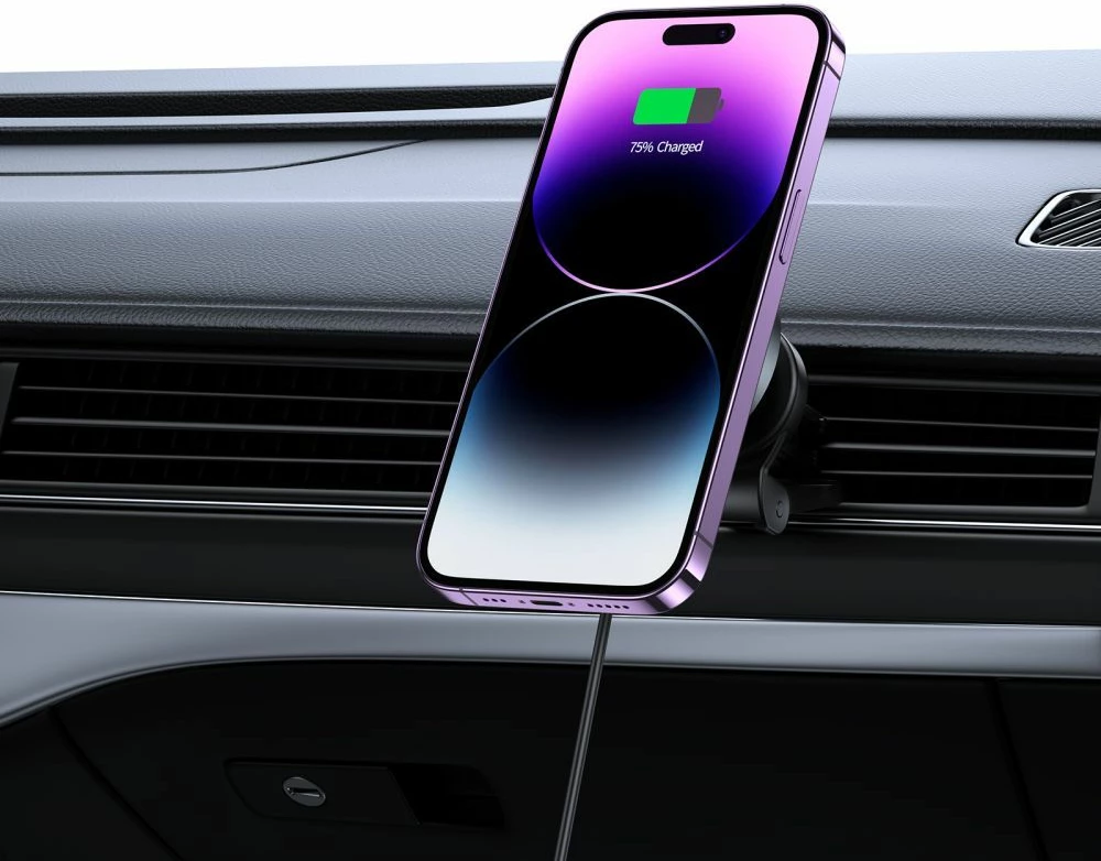 Mbajtës magnetik për celular me karikues wireless Tech-Protect MM15W-V5, për grilë ajri, 15W, i zi