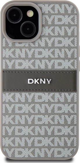 Mbështjellës DKNY Mono Stripe & Metal Logo për iPhone 15 Plus / 14 Plus, Bezhe