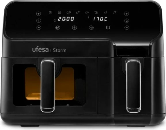 Fritezë me ajër UFESA Storm 2700W 9L (5.5L+3.5L) me dy shporta, e zezë