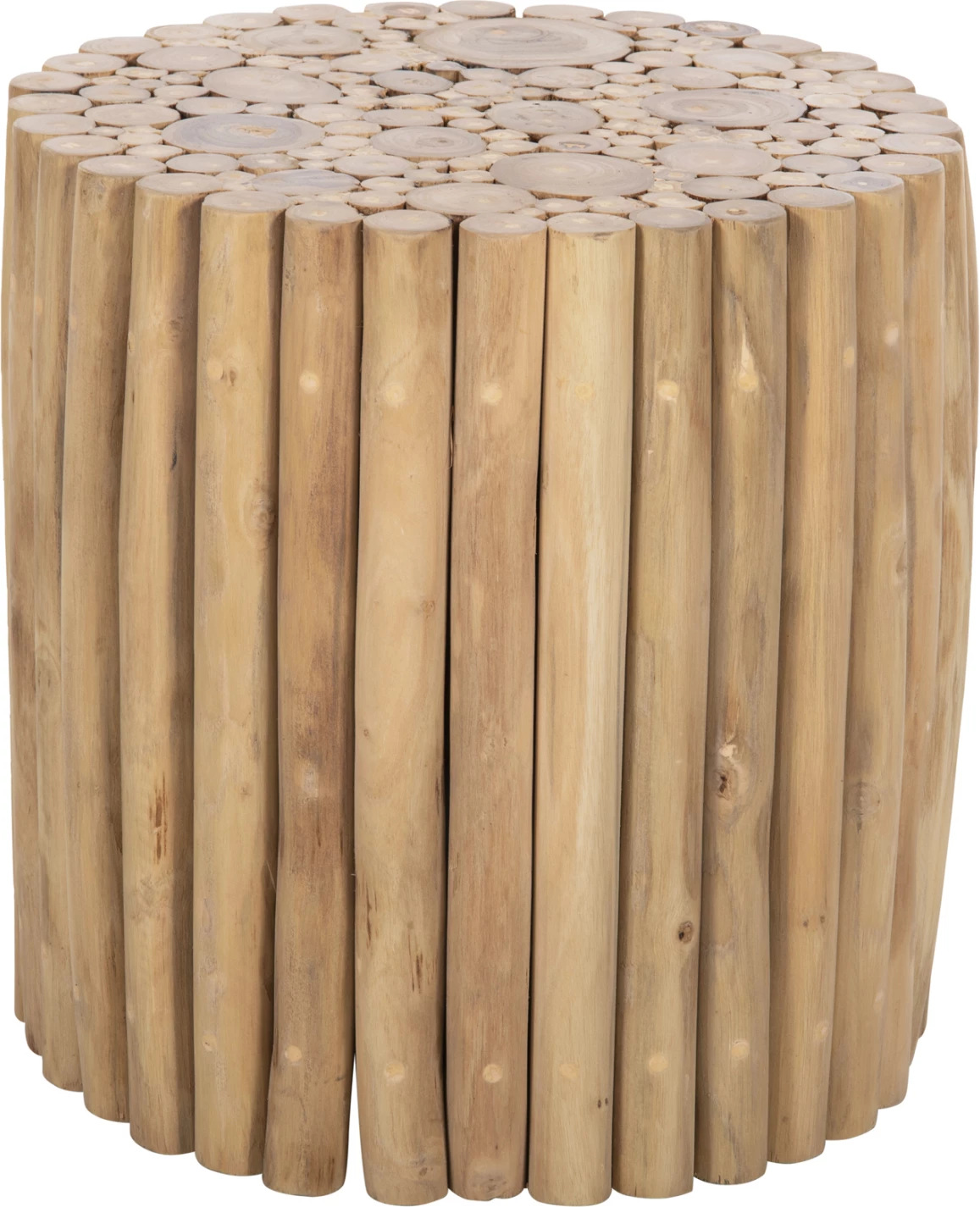 Tavolinë kafeje e rrumbullakët, degë teak, natyrale, Φ39x40.5H cm