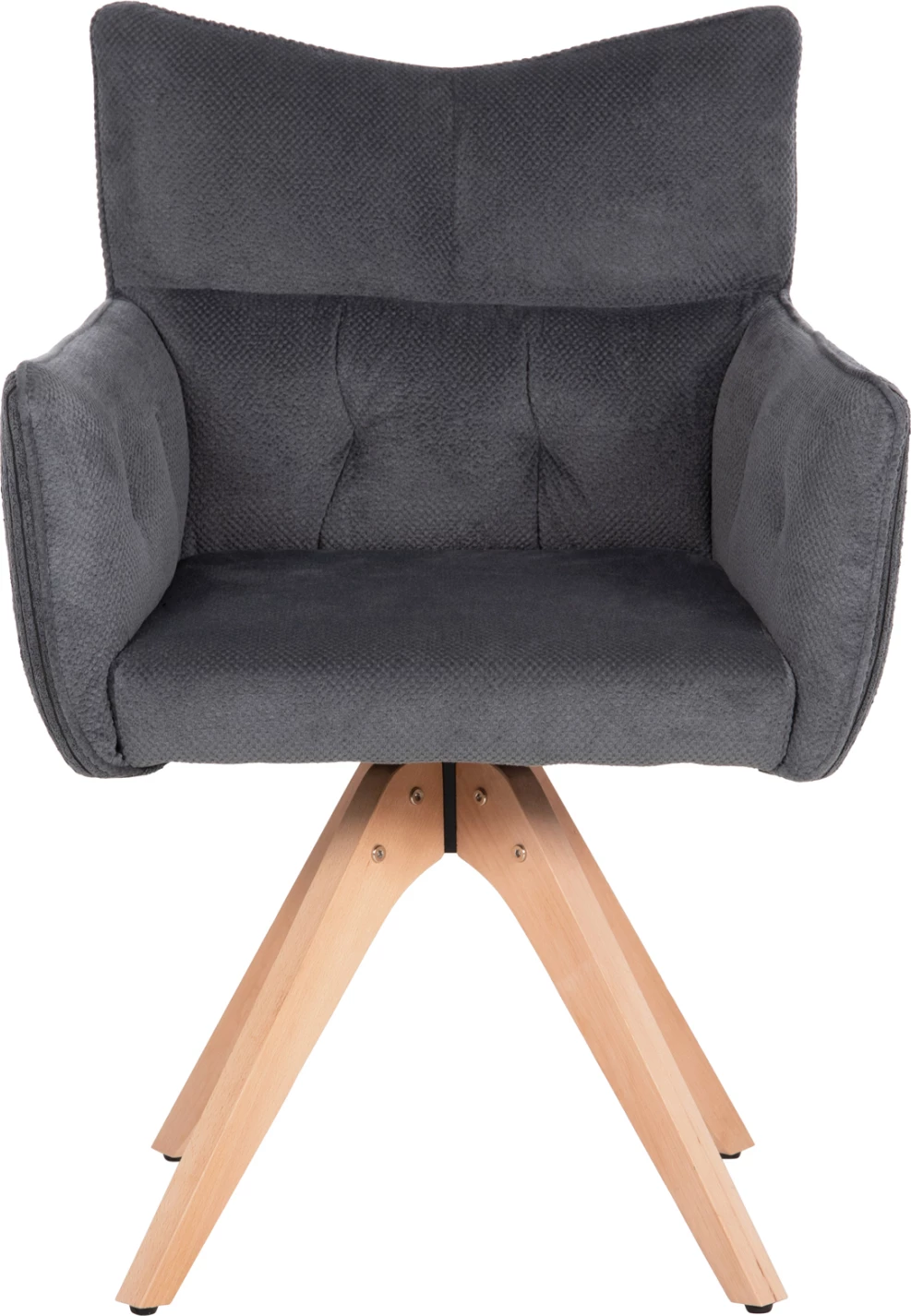 Karrige ngrënieje me krahë QUILL FH9843.03, pëlhurë gri, këmbë druri ahu, 61x57,5x91H cm., set prej 2 copë