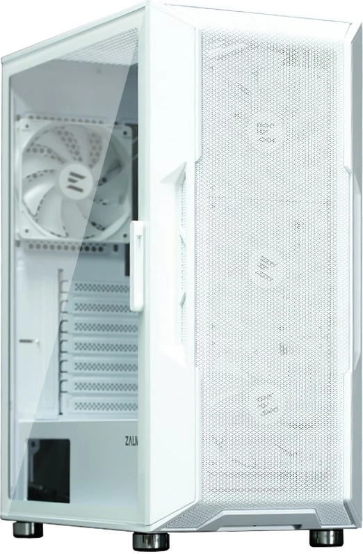 Kasë Zalman i3 NEO ARGB, Midi Tower, xham i temperuar, 4 ventilatorë ARGB, e bardhë