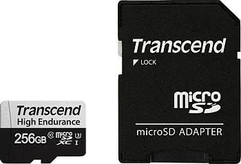 MicroSDXC Transcend 350V 256GB, Class 10, U3, 95MB/s, 45MB/s, e zezë/gri