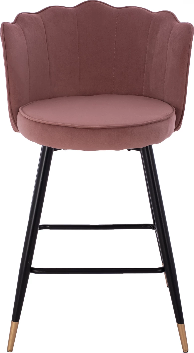 Karrige mesatare për bar, FH8736.02, kadife rozë e pluhurosur, kornizë metalike, 50x50x90 cm, set prej 2 copë