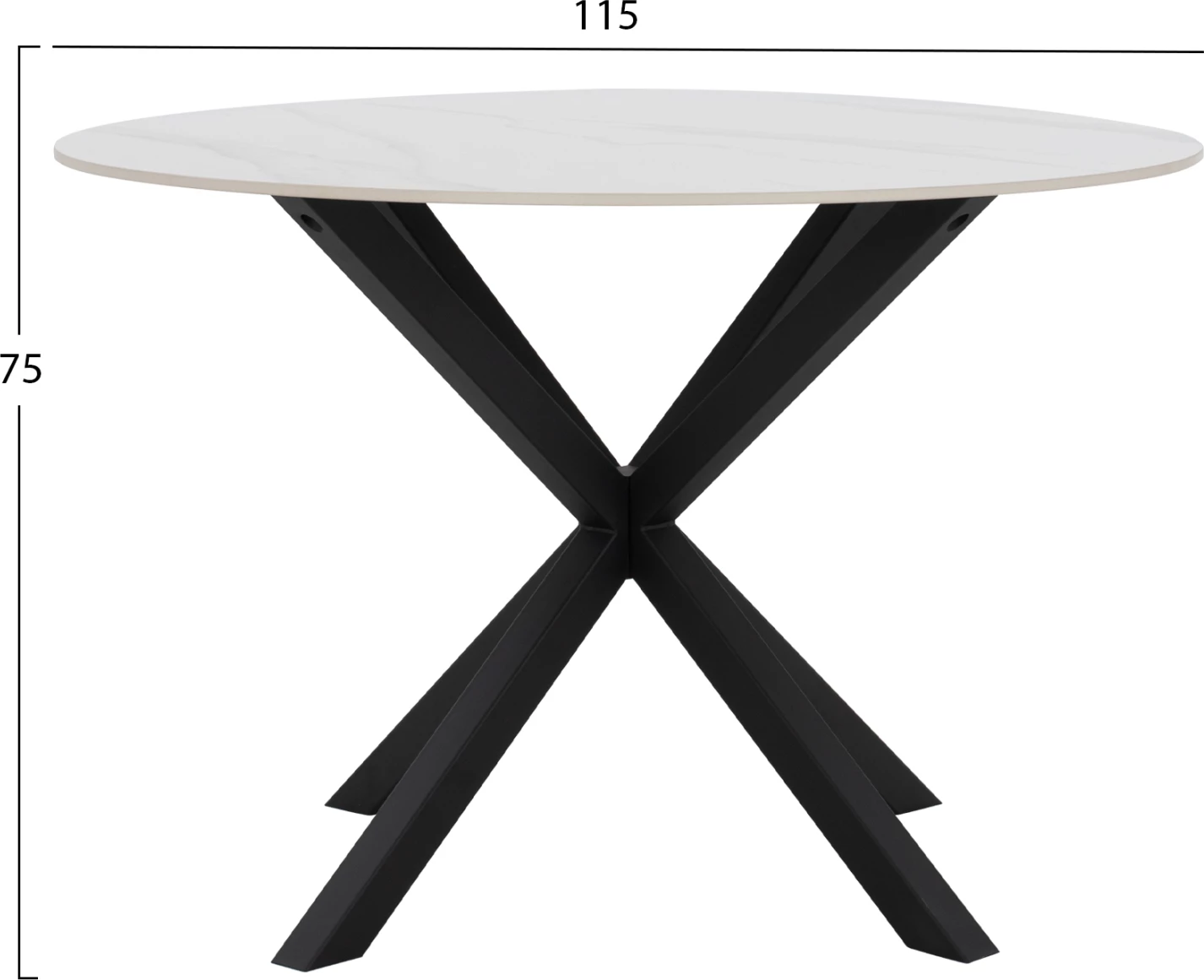 Tavolinë ngrënieje e rrumbullakët, gur i sinteruar, këmbë metali, FH9309.02, Φ115x75H