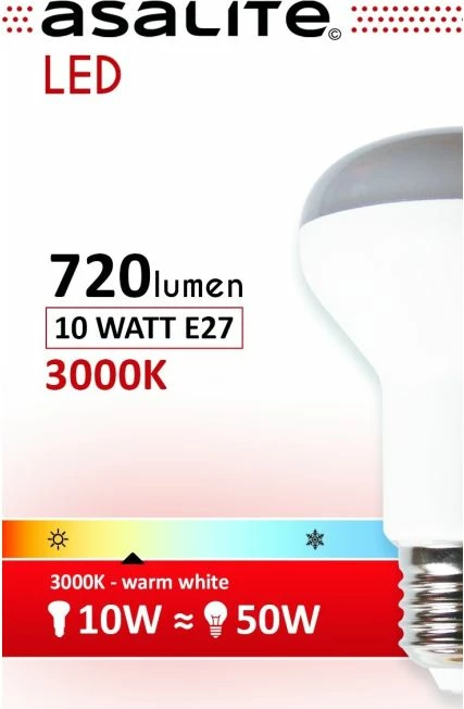 Llambë LED ASALITE R63 E27 10W 3000K 720lm