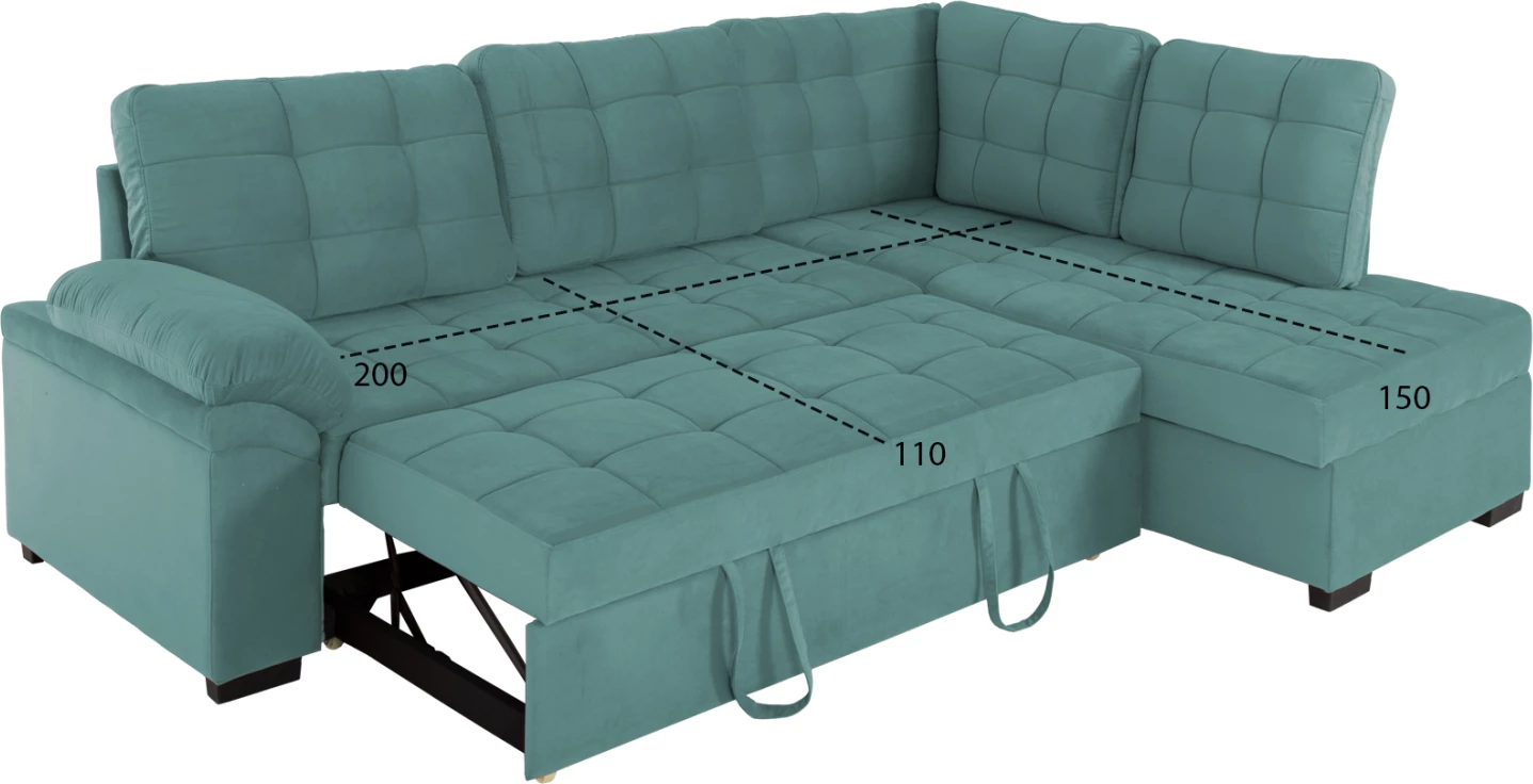 Kënd divani JADE FH3144.04R kadife jeshile deti 250x80-180x73-88Hcm