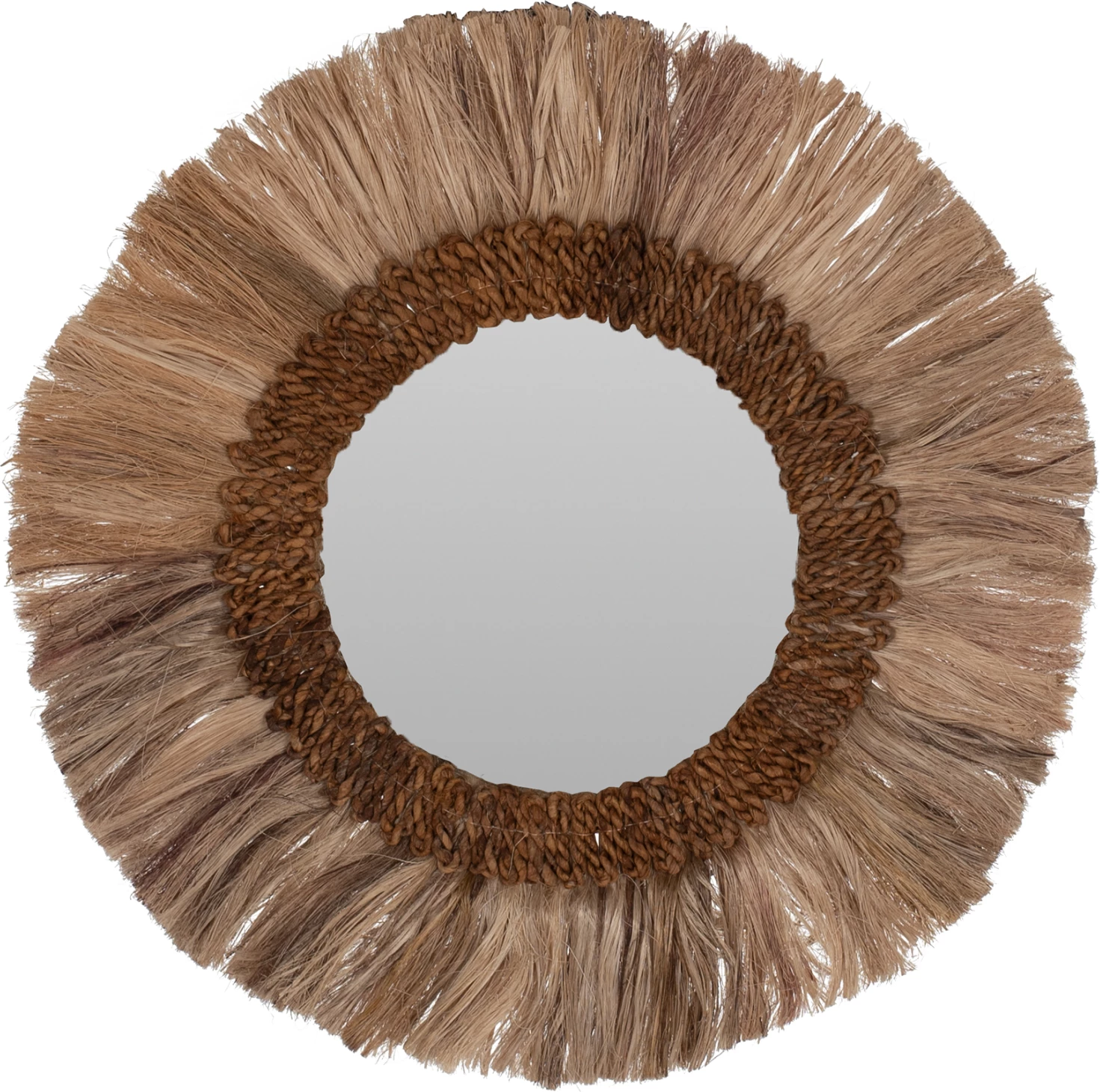 Pasqyrë rrethore me kornizë prej fibrash abaka, ngjyrë natyrale, 60x4,5x60 cm, FH7731