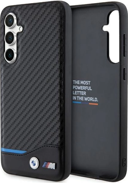 Mbështjellës BMW Leather Carbon për Samsung Galaxy S23 FE, i zi