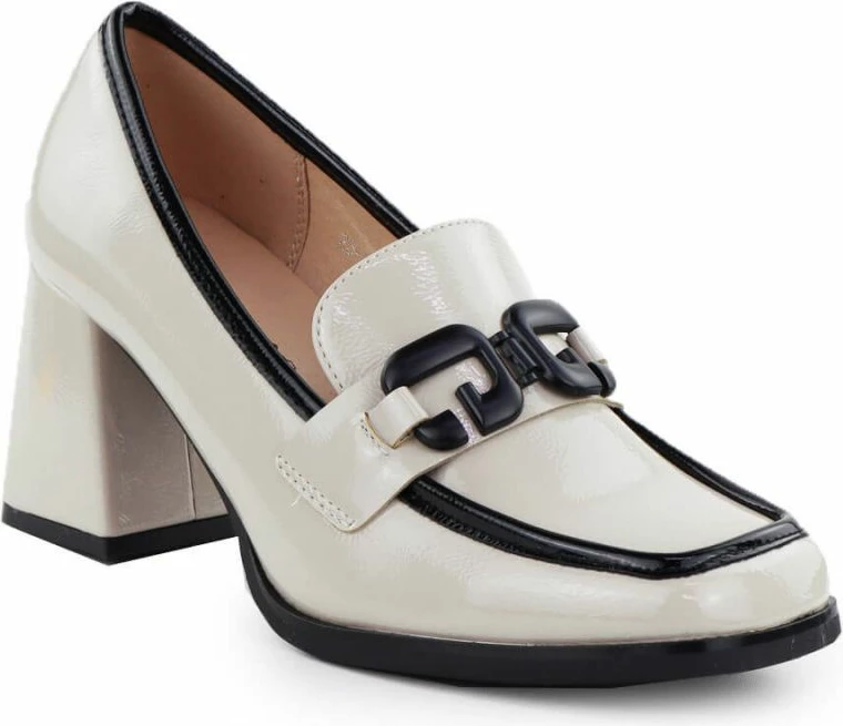 Këpucë me taka Potocki, femra, bezhë