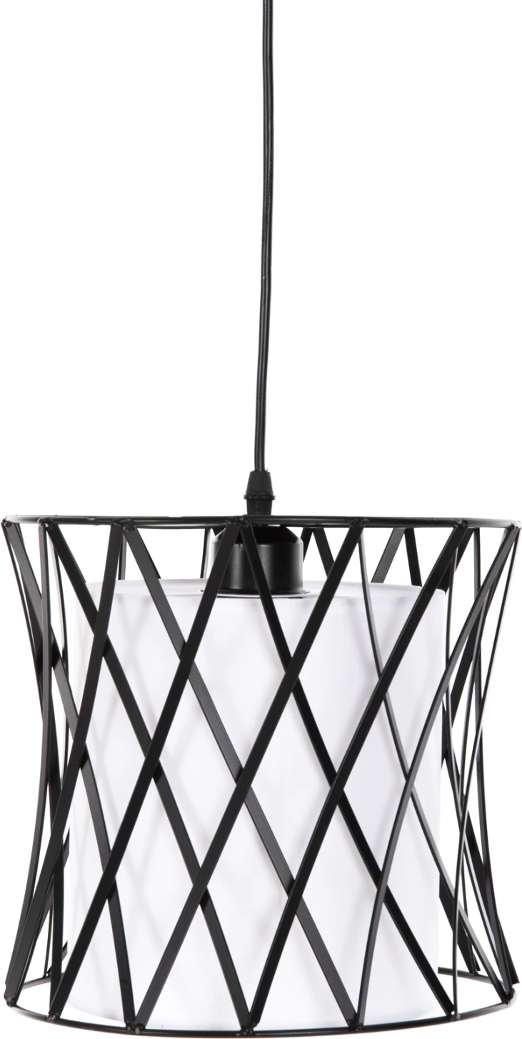 Llambë varëse tavani, metal i zi, pëlhurë sintetike e bardhë, FH4106, Φ25x120Hcm