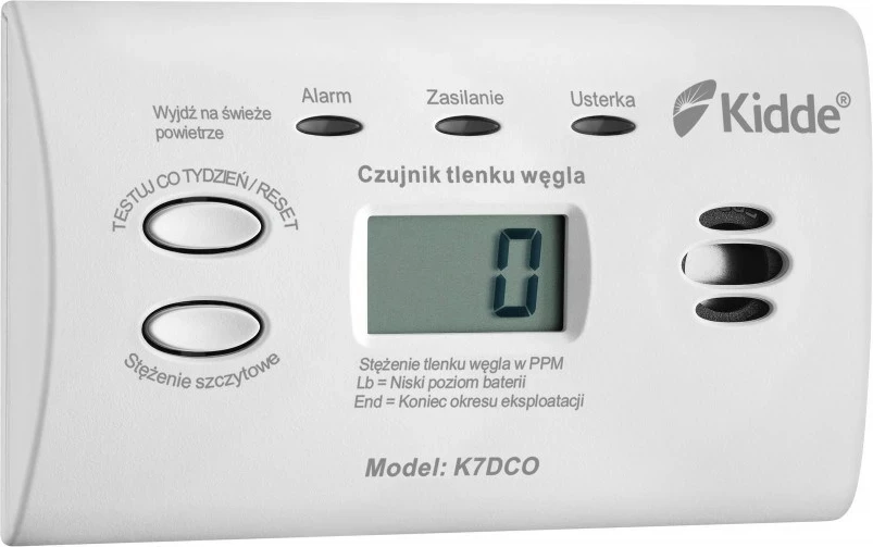 Detektor monoksidi karboni Kidde K7DCO me ekran, Bardhë