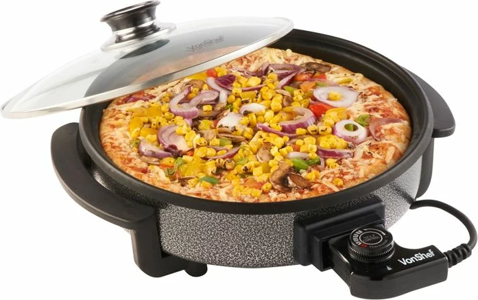 Tigan elektrik VonShef 2007088 30cm 1500W me kapak xhami, gri