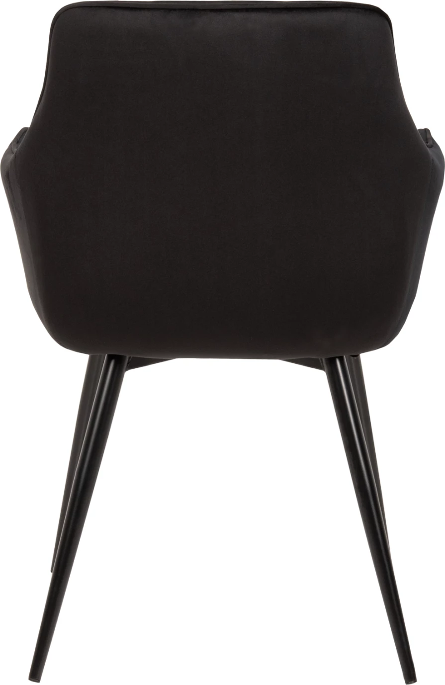 Karrige Latrell, kadife e zezë, këmbë metali të zeza, 55x57x84H cm., set prej 2 copë