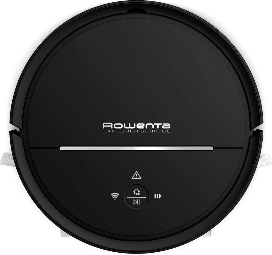 Fshesë me korrent robotike, Rowenta, X-Plorer Series 80 RR7755WH, 0.70L, deri 120 min, aplikacion dhe asistentë zanorë, e zezë