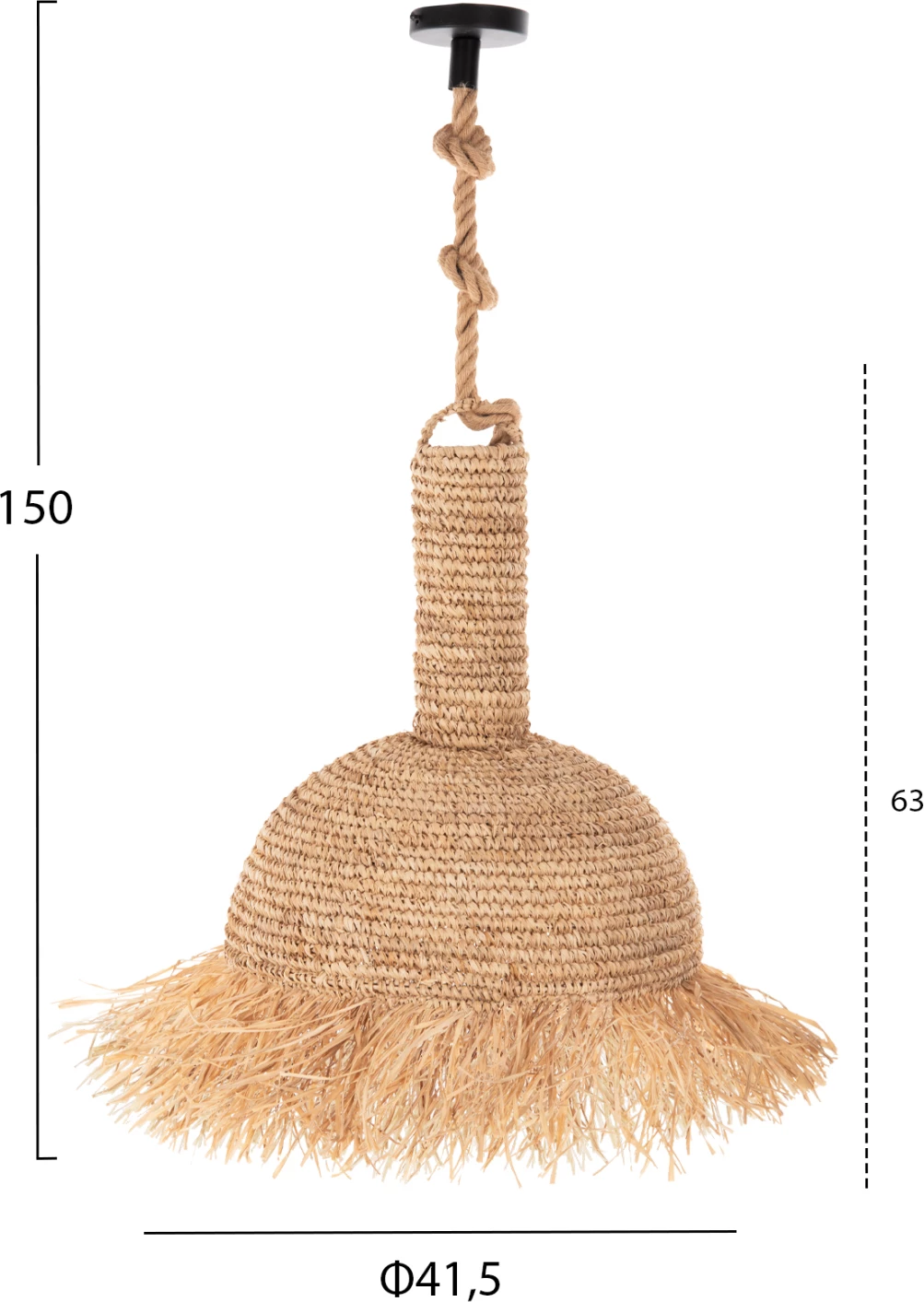 Set llambë varëse tavani, litar dhe fibra gjethe palme të thata, FH11923, Φ41.5Χ150H cm