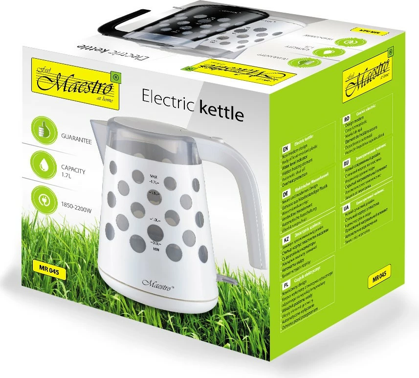 Ibrik elektrik Feel-Maestro MR-045 KROPKI, 1.7L, 2200W, Bardhë
