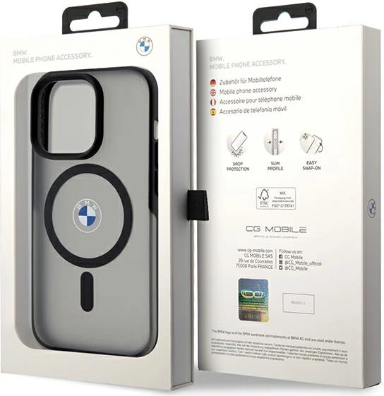 Mbështjellës BMW Signature MagSafe për iPhone 15 Pro, i zi