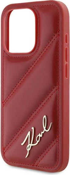 Mbështjellës Karl Lagerfeld Diagonal Quilted Script për iPhone 15 Pro Max, Kuq