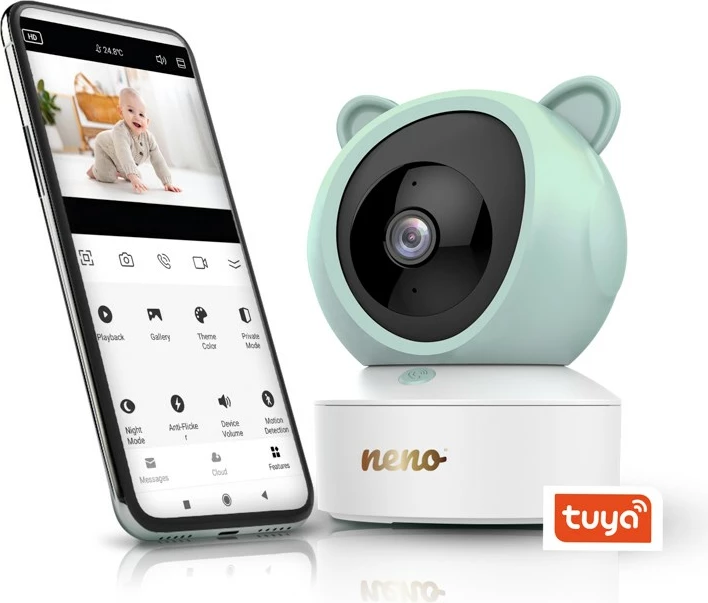 Monitor për foshnje neno NENO IVO me kamerë rrotulluese, ekran 5", i bardhë