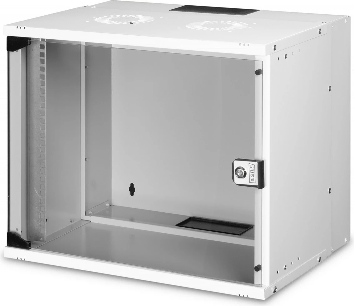 Kasë rrjeti për mur Digitus DN-49204, 19" 9U, 460x540x400mm, xham, Gri