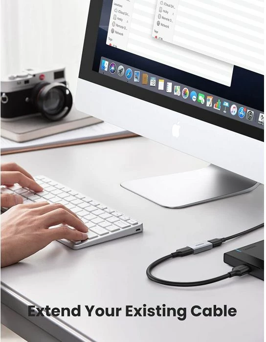 Adapter USB-A në USB-A UGREEN 20119, USB 3.0 5Gbps, female-female, 2A, gri, 1 copë (polybag)