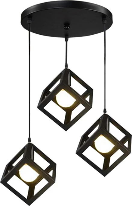 Llambë tavanore treshe Kibe I metal i zi 48x28cm