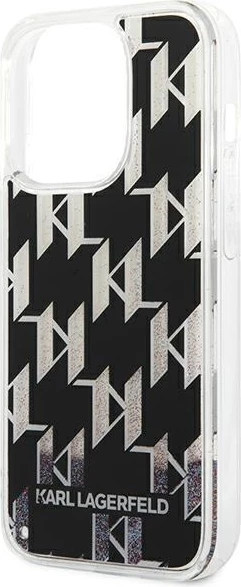Mbështjellës Karl Lagerfeld KLHCP14LLMNMK për iPhone 14 Pro 6.1", hardcase, Liquid Glitter Monogram, zi
