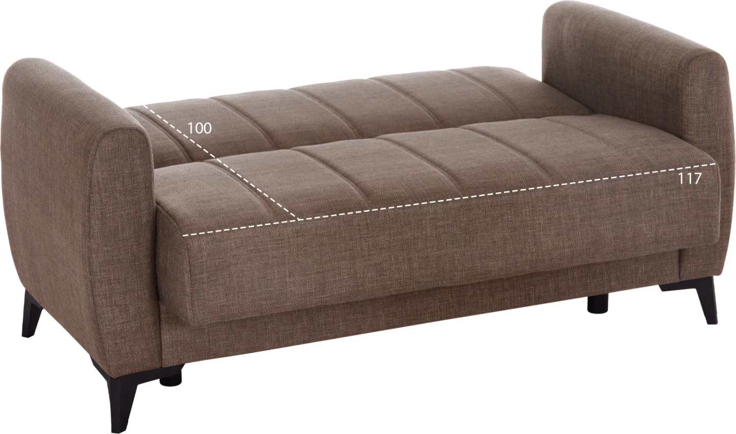 Divan-krevat dy ulëse me hapësirë për depo, Nikko, material bezhë, FH3293.02, 144x75x84cm