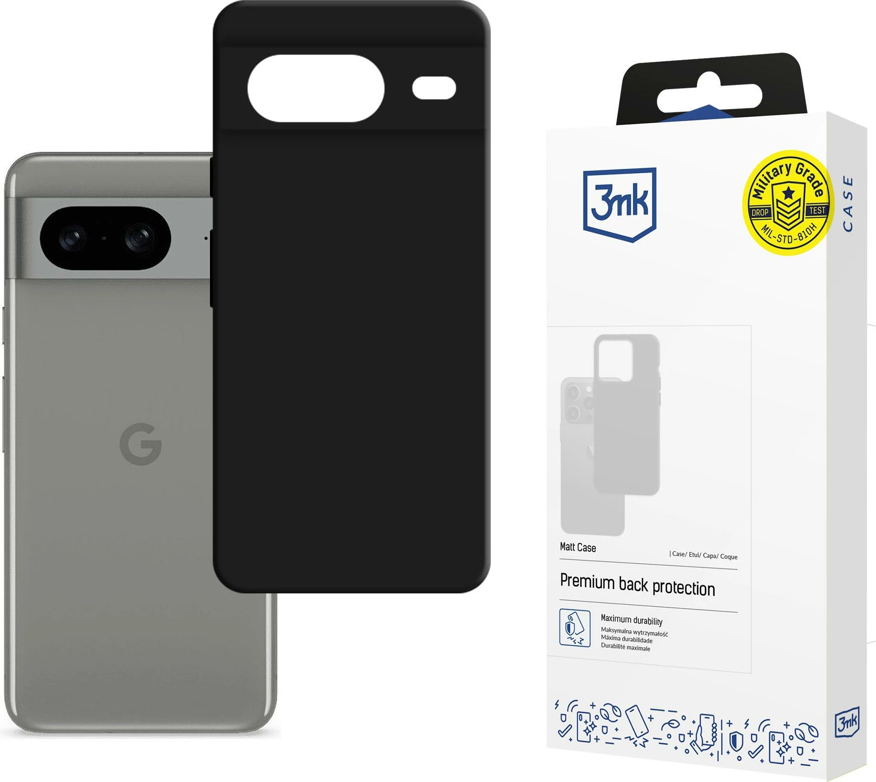 Mbështjellës 3mk Matt Case për Google Pixel 8, TPU, i zi