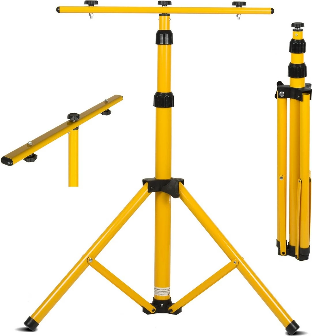 Stativ për reflektorë Maclean MCE583, për dy LED, i palosshëm, i verdhë/zi